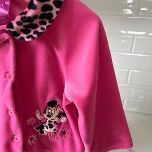 Disney Minnie Mouse Pink Sweater with Leopard Print Minnie Makeup Theme Size 2